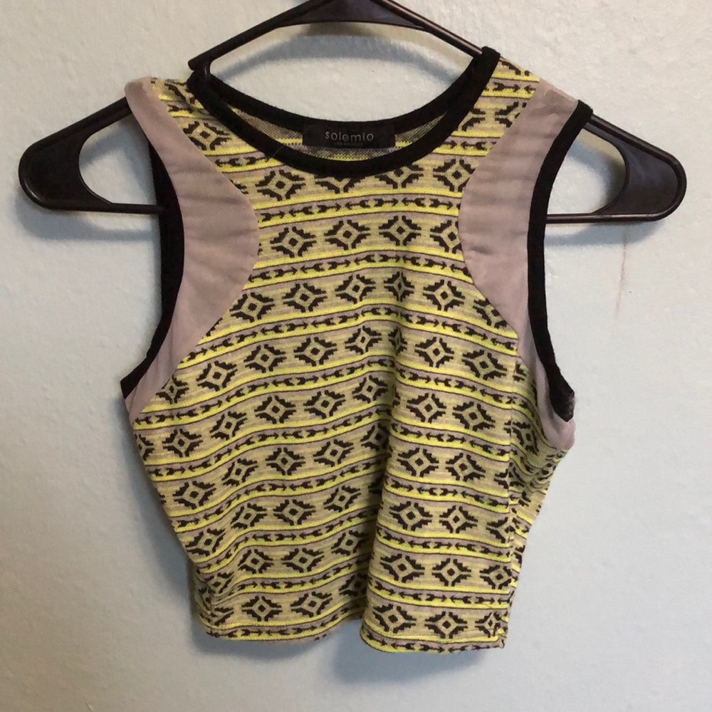 Tribal pattern neon crop top